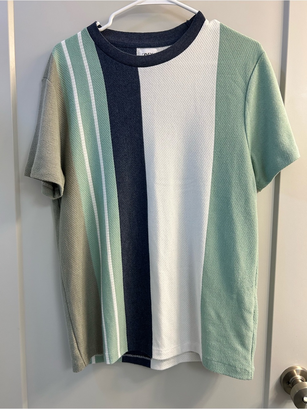 Zara Colorblock Tee in Mint Green, Navy & White - Possibly men’s or women’s